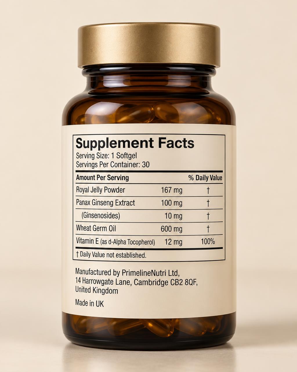Hive Gold1 bottle — Supplement Facts back label
